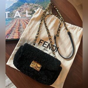 Fendi Shearling Mini Be Baguette Bag